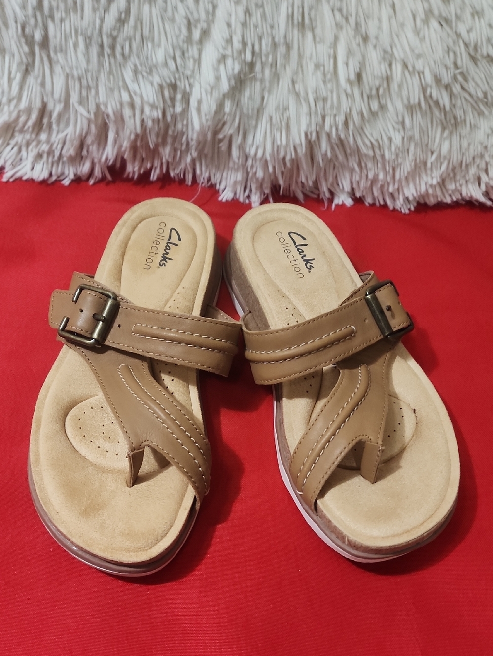 Clarks womens Brynn Madi Leather Buckle Slide Sandals